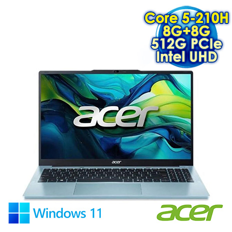 ACER Aspire Lite AL15-73P-56AE 藍 15.6吋文書效能筆電 (FHD IPS NTSC 45%/Intel Core 5 210H/8G+8G DDR4/512G PCIe SSD/WIN 11)