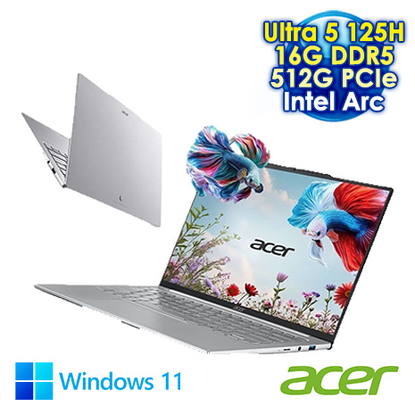 ACER Swift Air SFA14-71M-57TB 銀 14吋AI輕薄筆電 (2.8K OLED/Intel Core Ultra 5 125H/16G DDR5/512G PCIe SSD/WIN 11)