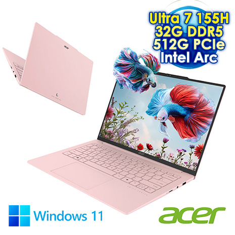 ACER Swift Air SFA14-71M  14吋AI輕薄筆電 (2.8K OLED/Intel Core Ultra 7 155H/32G DDR5/512G PCIe SSD/WIN 11)