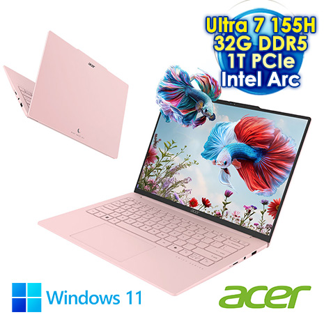 ACER Swift Air SFA14-71M  14吋AI輕薄筆電 (2.8K OLED/Intel Core Ultra 7 155H/32G DDR5/1TB PCIe SSD/WIN 11)【硬碟升級特仕版】