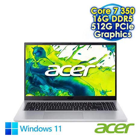 ACER Aspire Go AG15-I51P-74LC 銀 15.6吋輕薄筆電 (FHD IPS/Intel Core 7 350/16G DDR5/512G PCIe SSD/WIN 11)