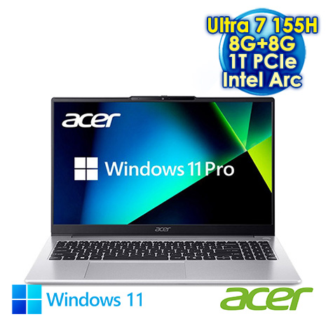 ACER Aspire Pro APRO15-74P-78W8 星曜銀 15.6吋AI商務筆電 (FHD IPS/Intel Core Ultra 7 155H/8G+8G DDR5/1T PCIe SSD/WIN 11)