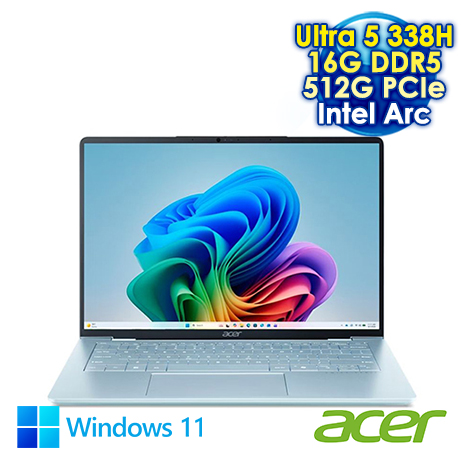 ACER Swift Air SFA14-72M-55ZV 藍 14吋AI輕薄筆電 (2.8K OLED 90Hz/Intel Core Ultra 5 338H/16G DDR5/512G PCIe SSD/WIN 11)