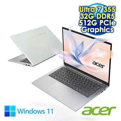 ACER Swift Edge SFE14-I51-77SW 極光白 14吋AI輕薄效能筆電 (WQXGA OLED/Intel Core Ultra 7 355/32G DDR5/512G PCIe SSD/WIN 11)