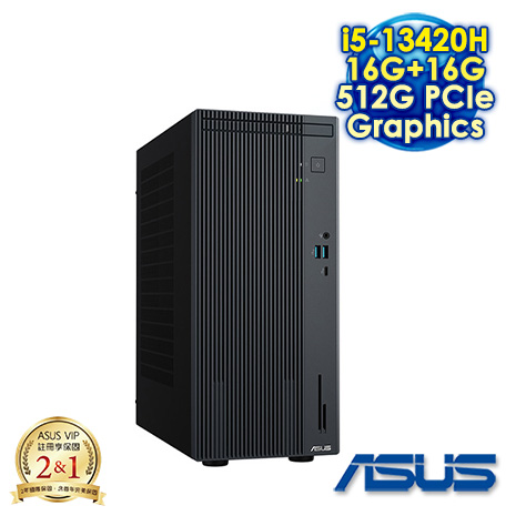 ASUS V500 Mini Tower H-V500MV-13420H138W 桌上型電腦 (Intel i5-13420H/16G+16 DDR5/512G PCIe SSD/WIN 11)【記憶體升級特仕版】