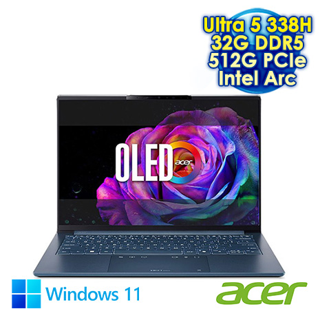 ACER Swift Go 14 SFG14-I71 14吋AI效能筆電 (WUXGA OLED/Intel Ultra 5 338H/32G DDR5/512G PCIe SSD/WIN 11)