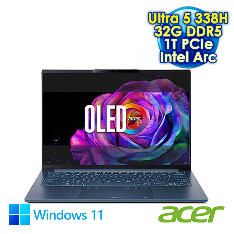 ACER Swift Go 14 SFG14-I71 14吋AI效能筆電 (WUXGA OLED/Intel Ultra 5 338H/32G DDR5/1T PCIe SSD/WIN 11)【硬碟升級特仕版】