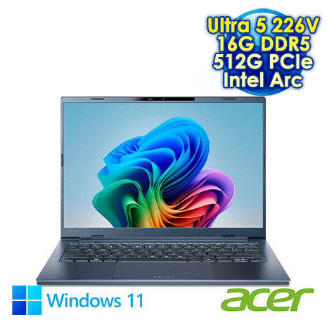 ACER Swift Go 14 SFG14-75T-55Z2 藍 14吋AI文書效能觸控筆電 (WUXGA IPS 120Hz/Intel Ultra 5 226V/16G DDR5/512G PCIe SSD/WIN 11)