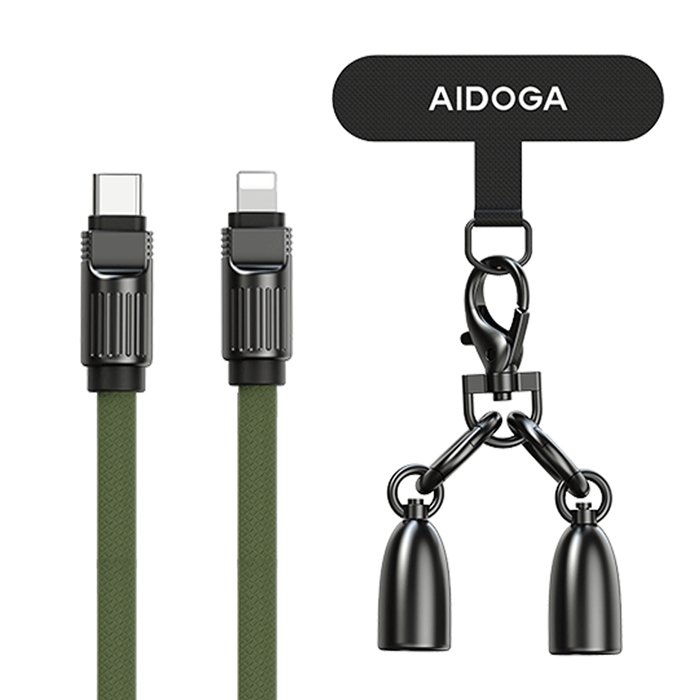 AIDOGA艾迪伽LQ DC407子彈系列Type-C to Lightning手機掛繩充電線傳輸線PD 36W 1.2M