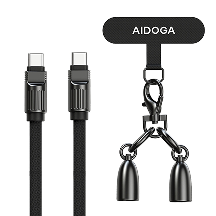 AIDOGA艾迪伽LQ DC407子彈系列Type-C to Type-C手機掛繩充電線傳輸線PD 60W 1.2M
