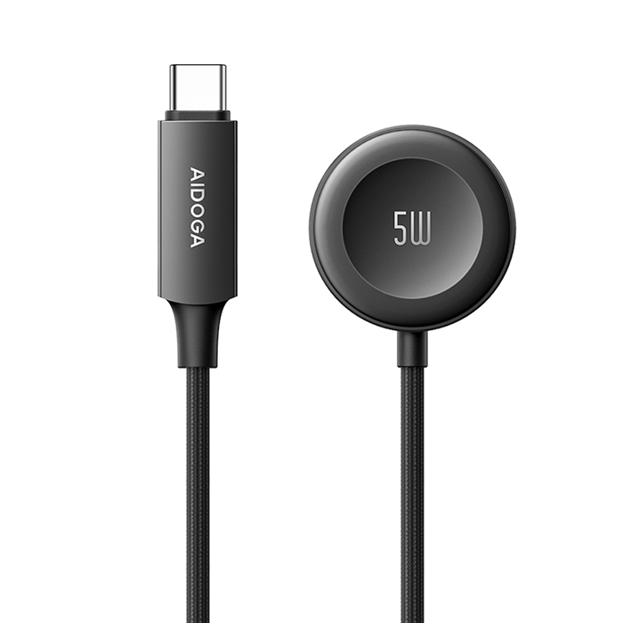 AIDOGA艾迪伽LQ MAG4181星航S系列Type-C to Apple Watch 全系列 Ultra /AirPods 4/Pro 2 磁吸充電連接線5W 1M