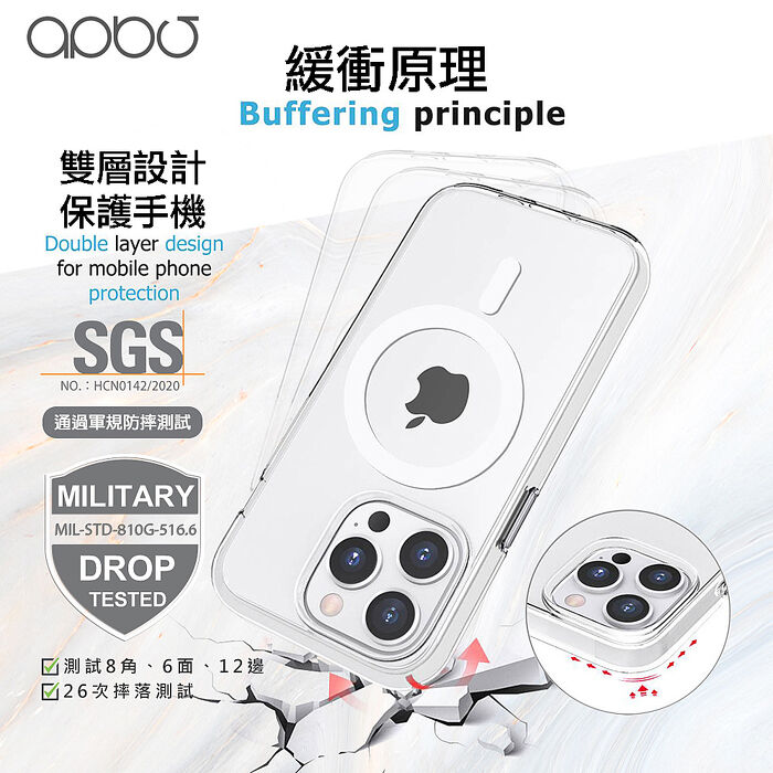 apbs iPhone 15系列 浮雕感輕薄軍規防摔磁吸手機殼-ABC