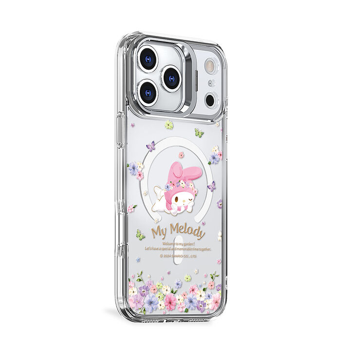 三麗鷗 iPhone 17/16/15/14/13/12系列 防震雙料隱形立架磁吸手機殼-花語美樂蒂