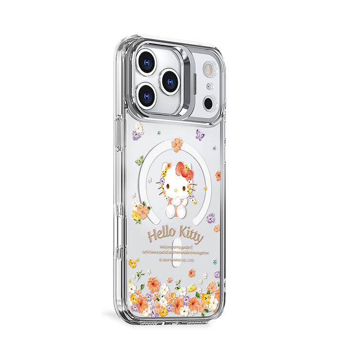 三麗鷗 iPhone 17/16/15/14/13/12系列 防震雙料隱形立架磁吸手機殼-花語凱蒂