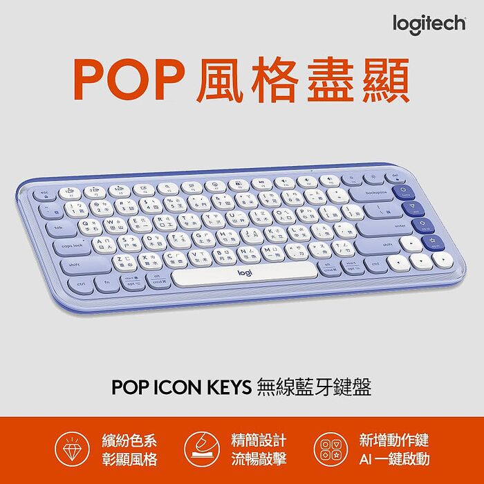 Logitech 羅技 POP ICON KEYS 無線藍牙鍵盤